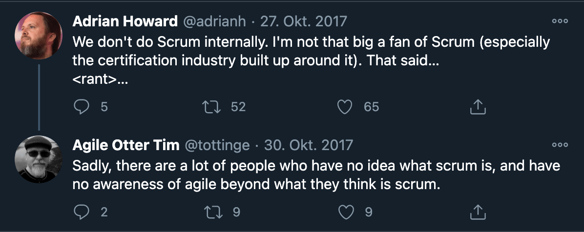 Scrum sagt nicht, dass man ein Zertifikat braucht